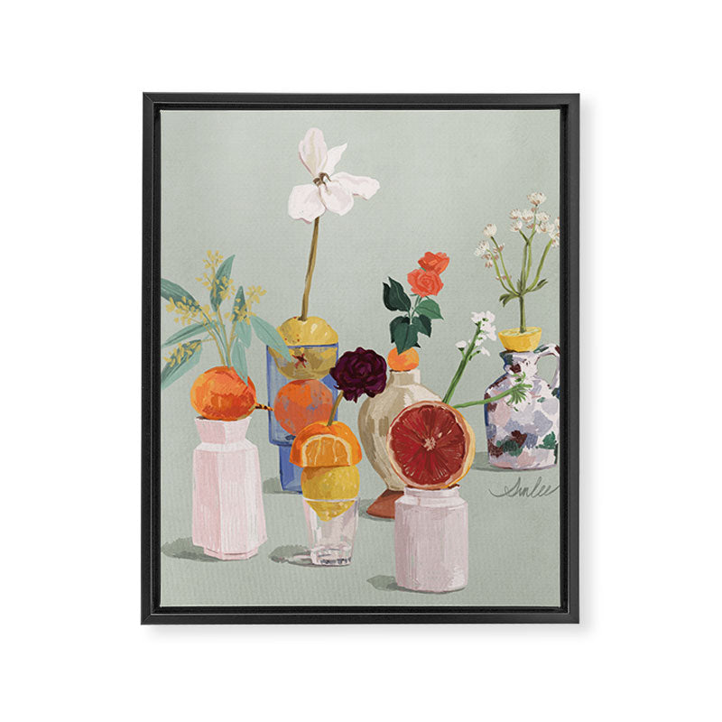 Still Life with Citrus and Flowers Framed Canvas Print Gallery Image 8