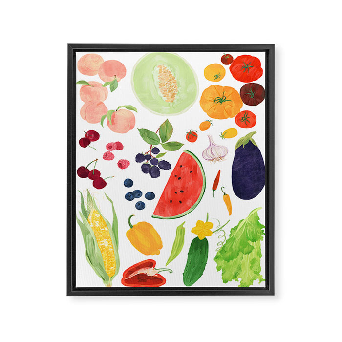 Summer Fruits & Vegetables Framed Canvas Print Gallery Image 1