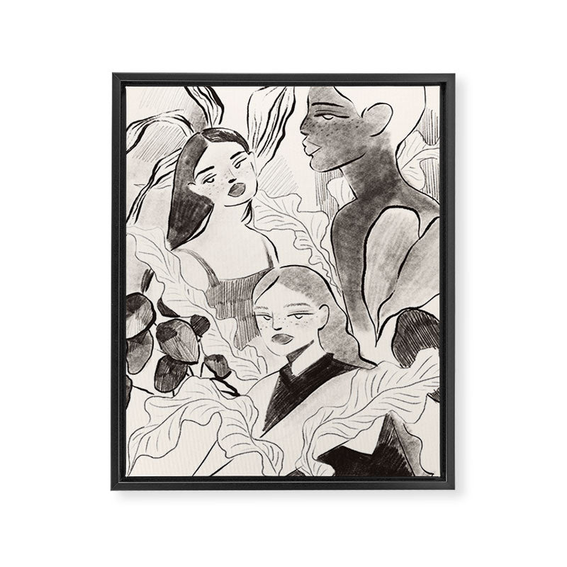 Summer Ladies B&W Framed Canvas Print Gallery Image 6