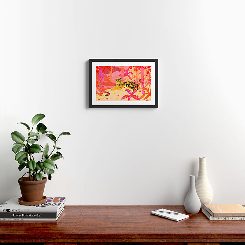 Tiger and Mandarin Ducks Framed Art Print Gallery Image 2