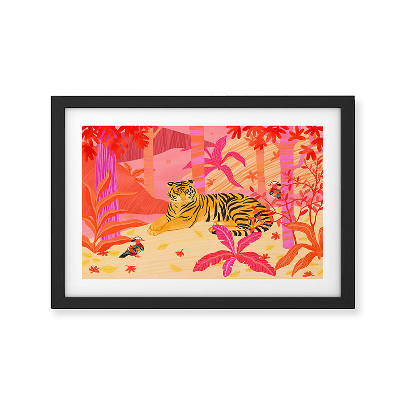 Tiger and Mandarin Ducks Framed Art Print Gallery Image 2