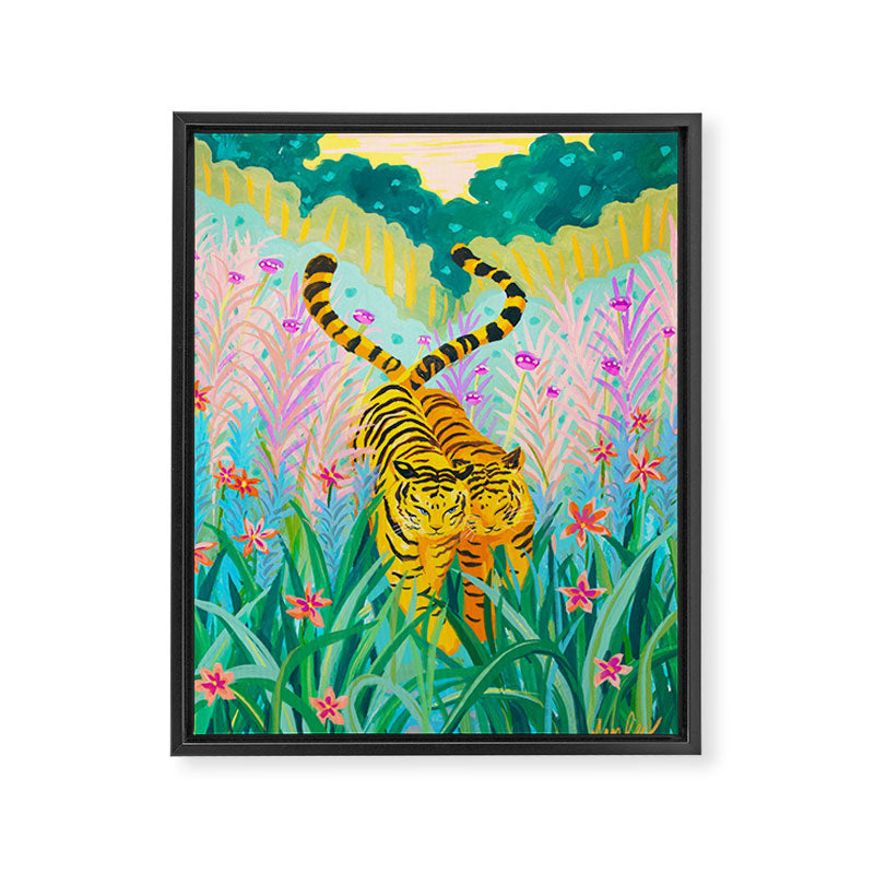Tigers in Garden Framed Canvas Print Gallery Image 6
