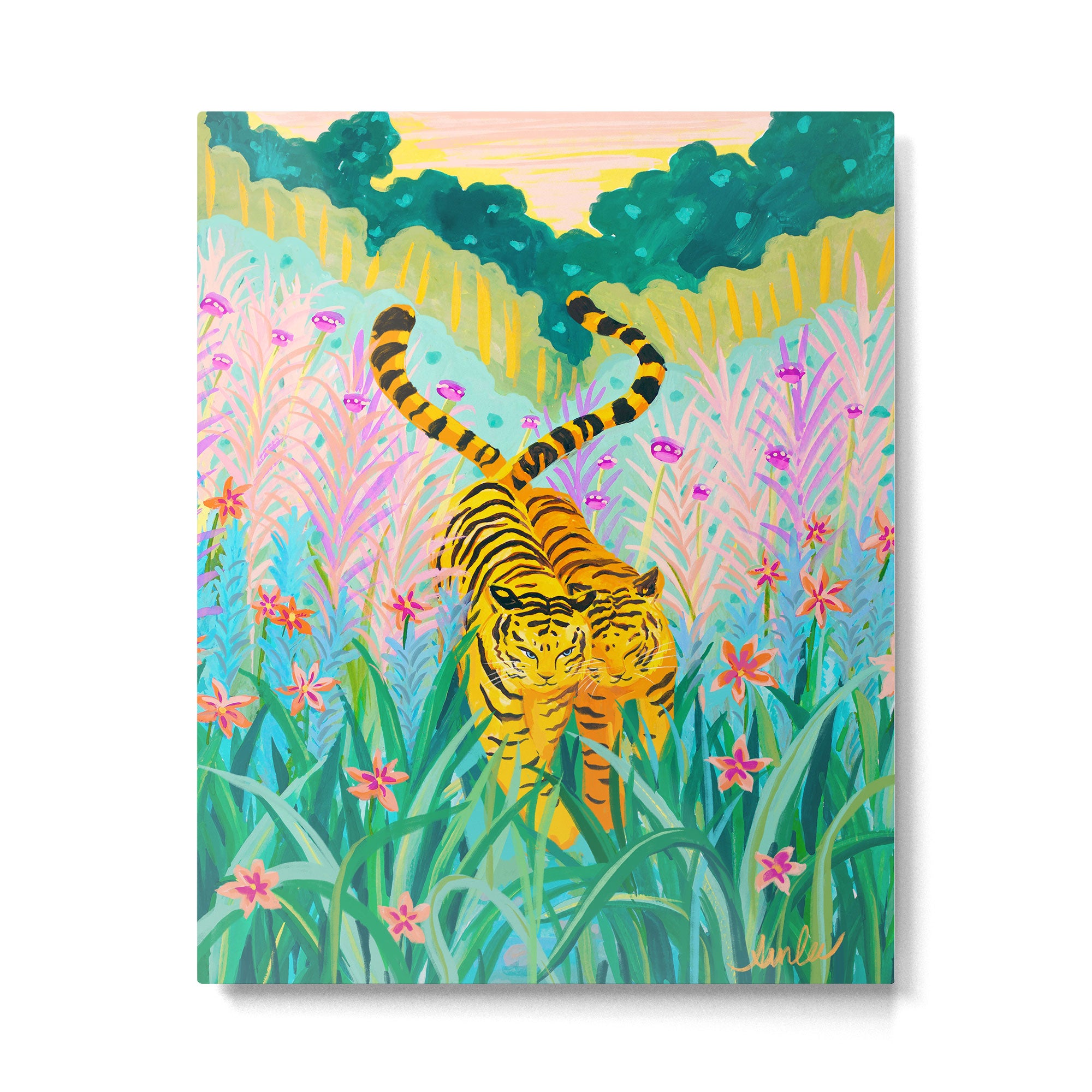 Tigers in Garden Metal Print Gallery Image 4