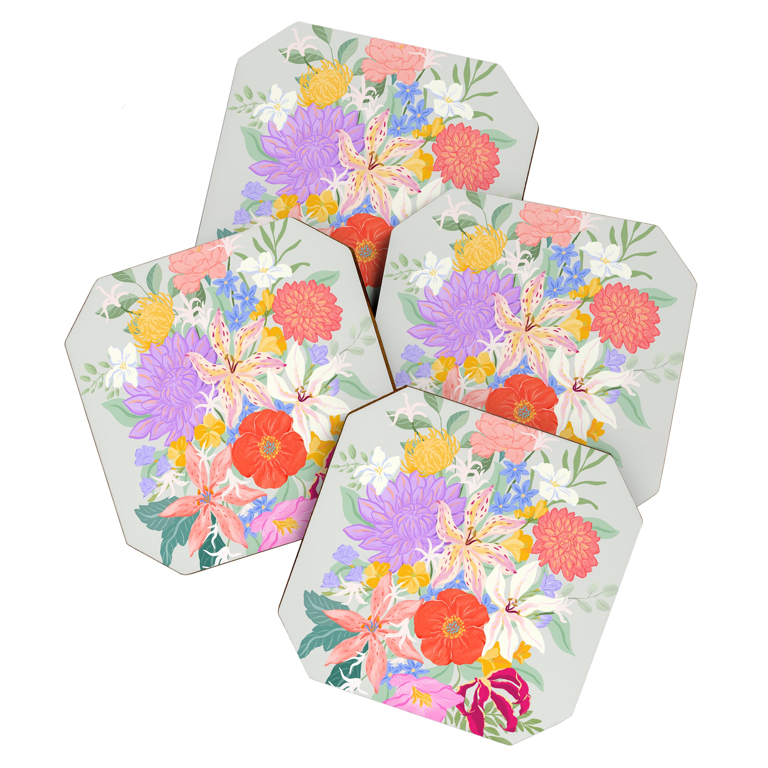 Vivid Exotic Flowers  Coaster Gallery Image 1