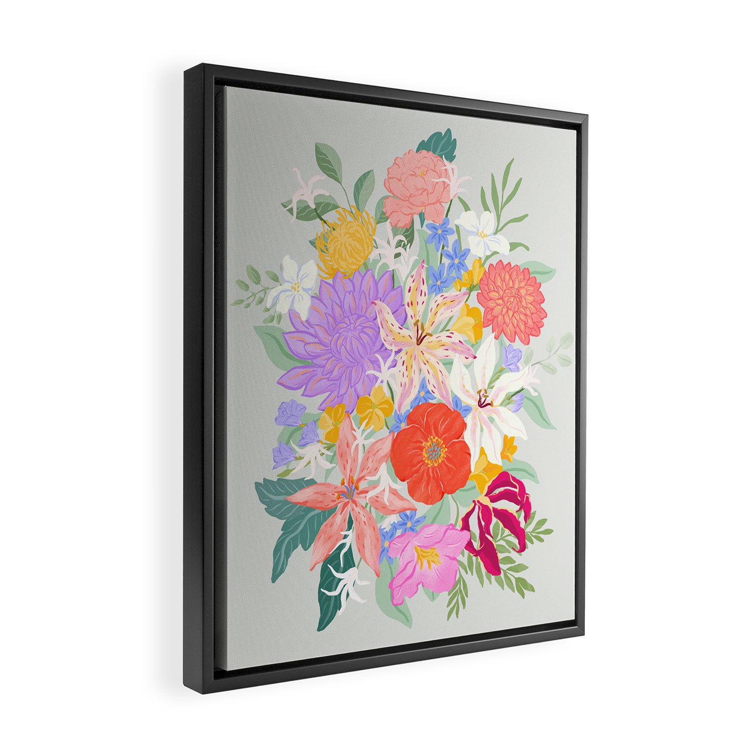 Vivid Exotic Flowers  Framed Canvas Print Gallery Image 2