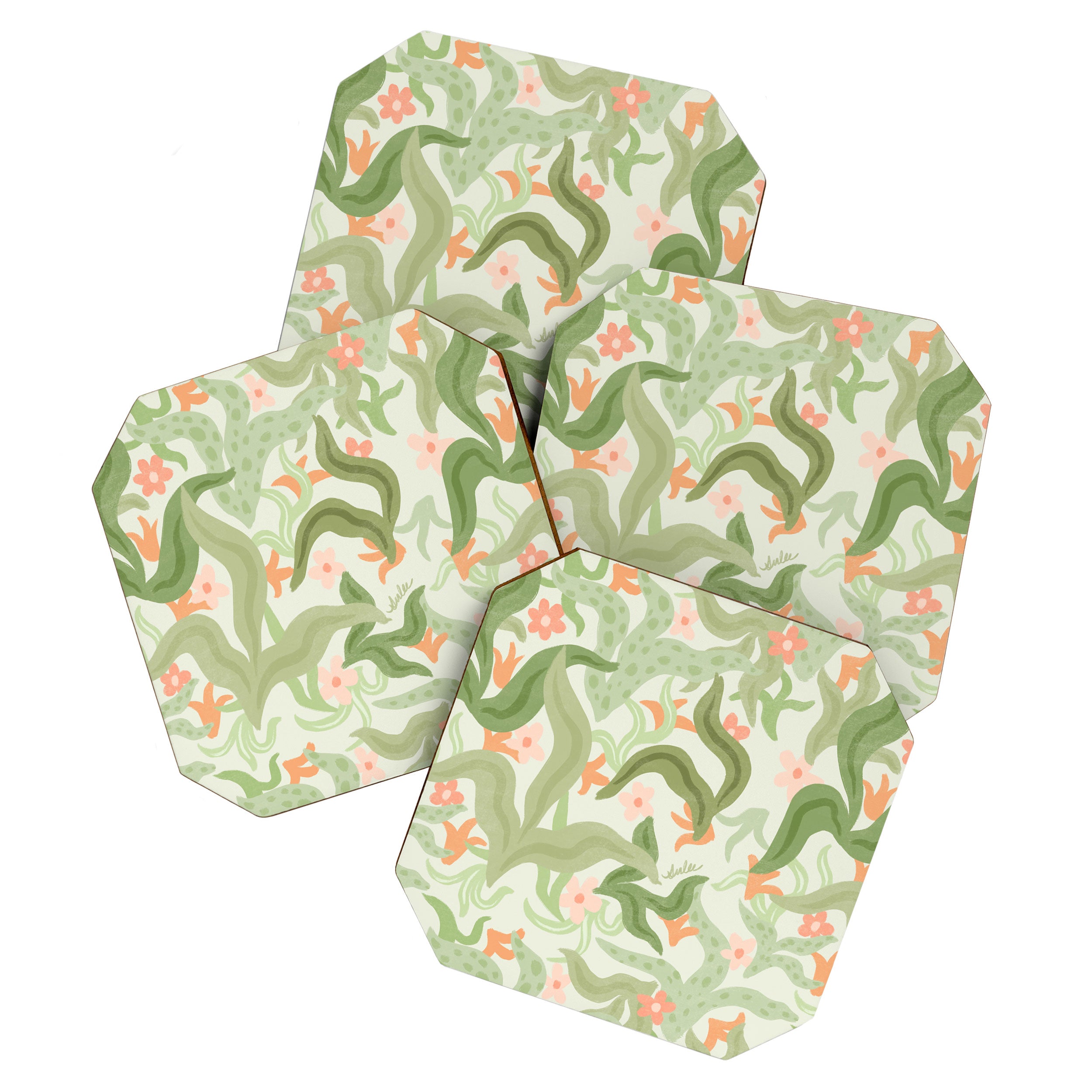 Wavy Plants Pattern Coaster Gallery Image 1