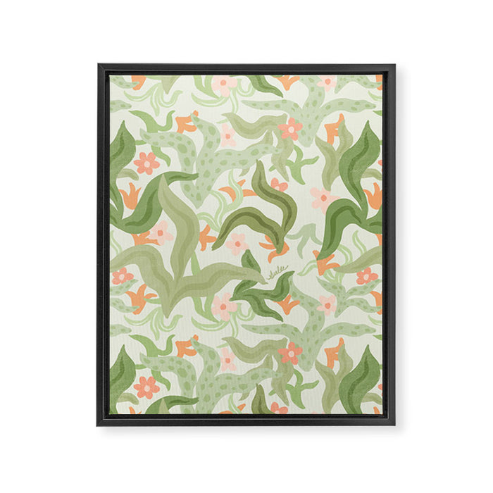 Wavy Plants Pattern Framed Canvas Print Gallery Image 1