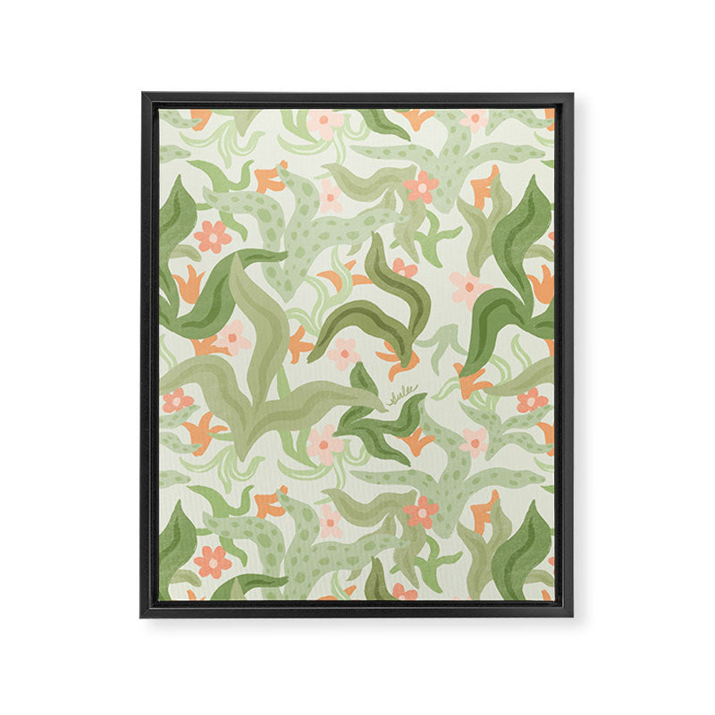 Wavy Plants Pattern Framed Canvas Print Gallery Image 8