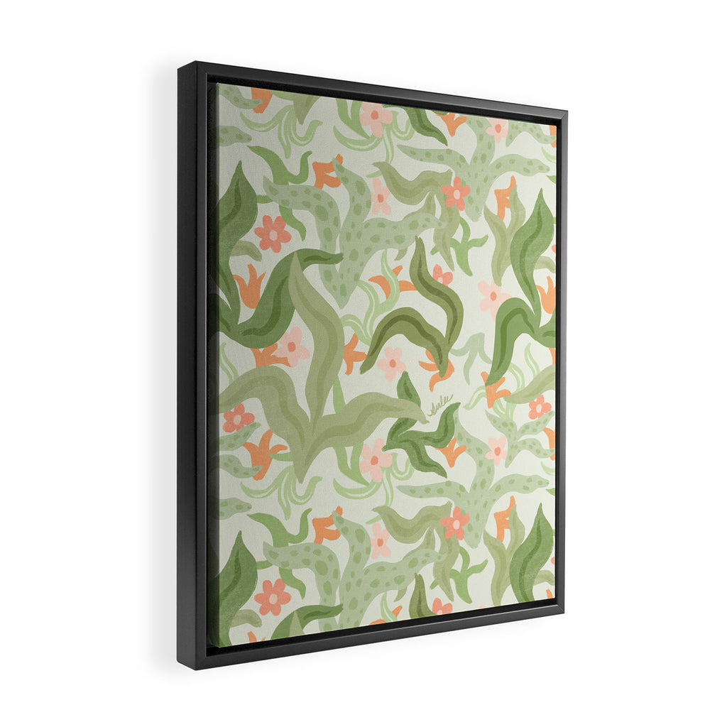Wavy Plants Pattern Framed Canvas Print Gallery Image 2