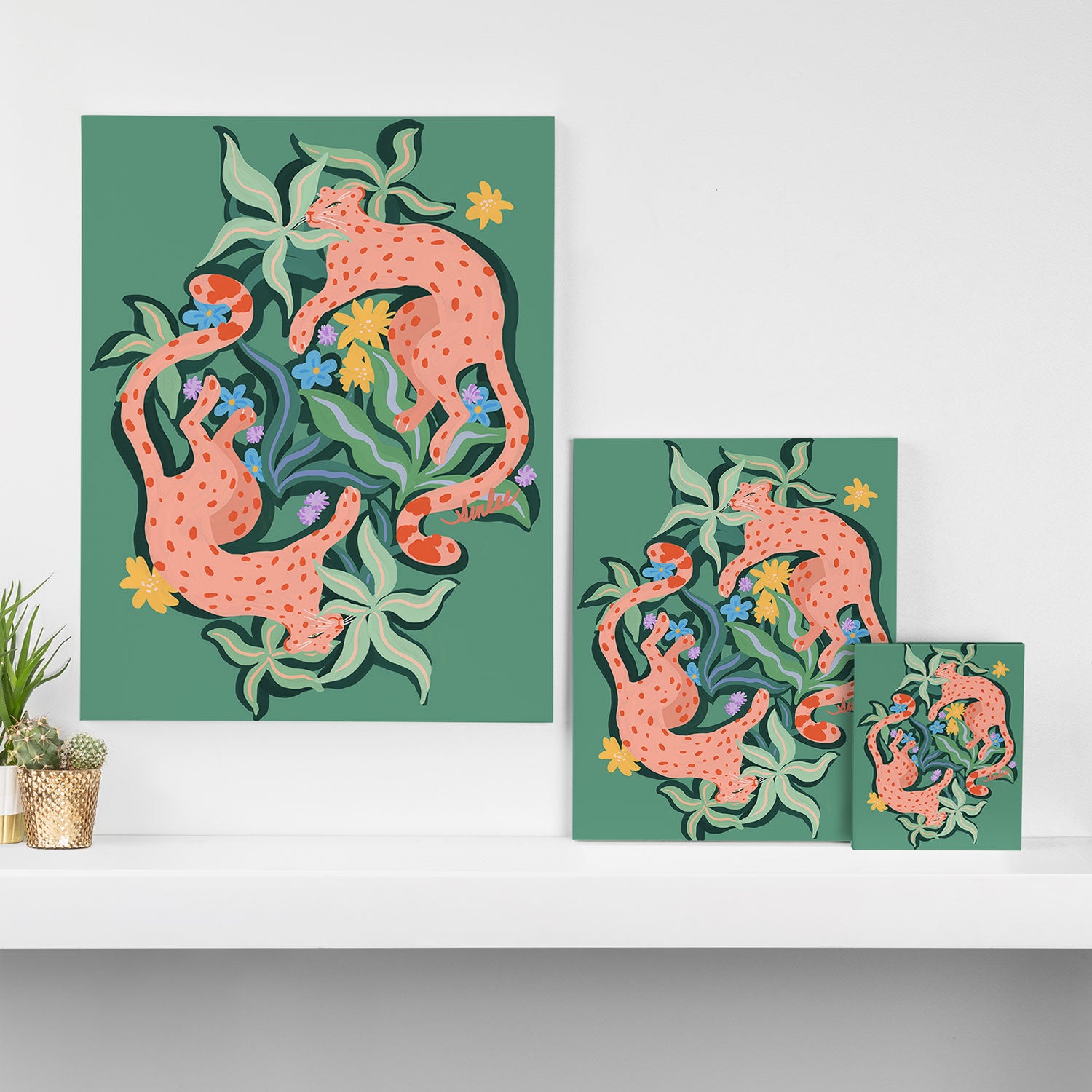 Wild Blush Cheetahs Canvas Print Gallery Image 3