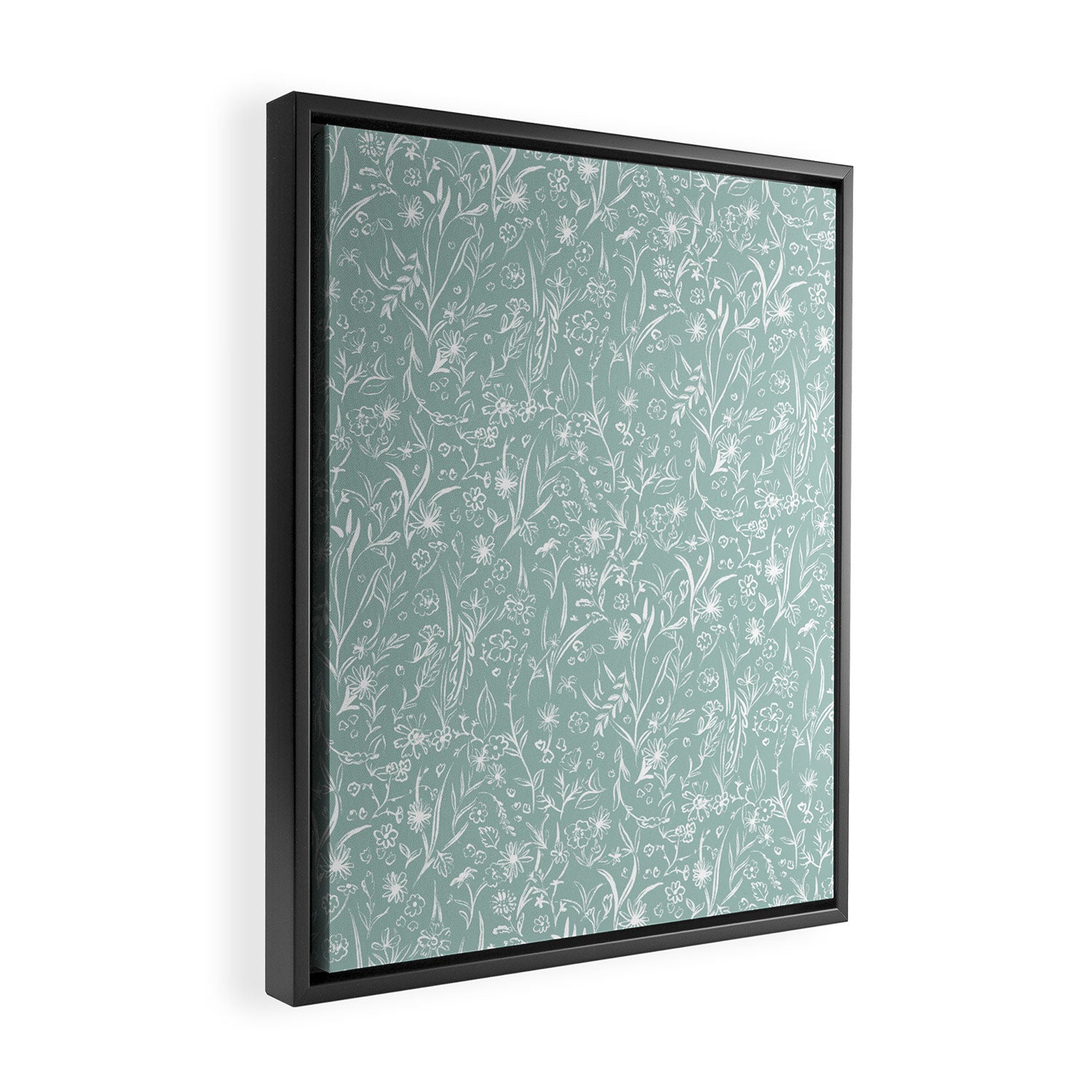 Wild Garden Drawing (Pale Blue) Framed Canvas Print Gallery Image 2
