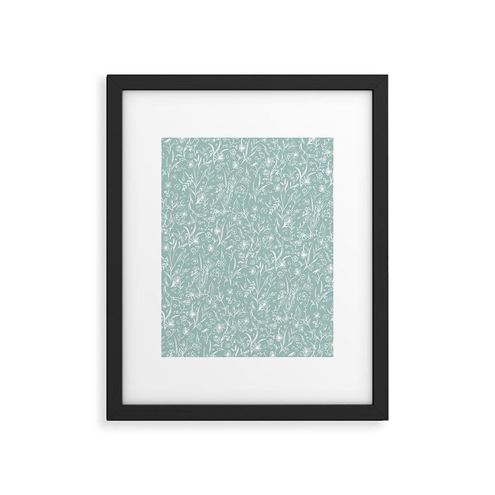 Wild Garden Drawing (Pale Blue) Framed Art Print Gallery Image 1