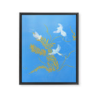 Willow Plants and Birds (blue) Framed Canvas Print Gallery Image 6