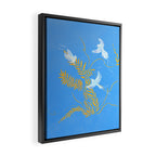 Willow Plants and Birds (blue) Framed Canvas Print Gallery Image 2