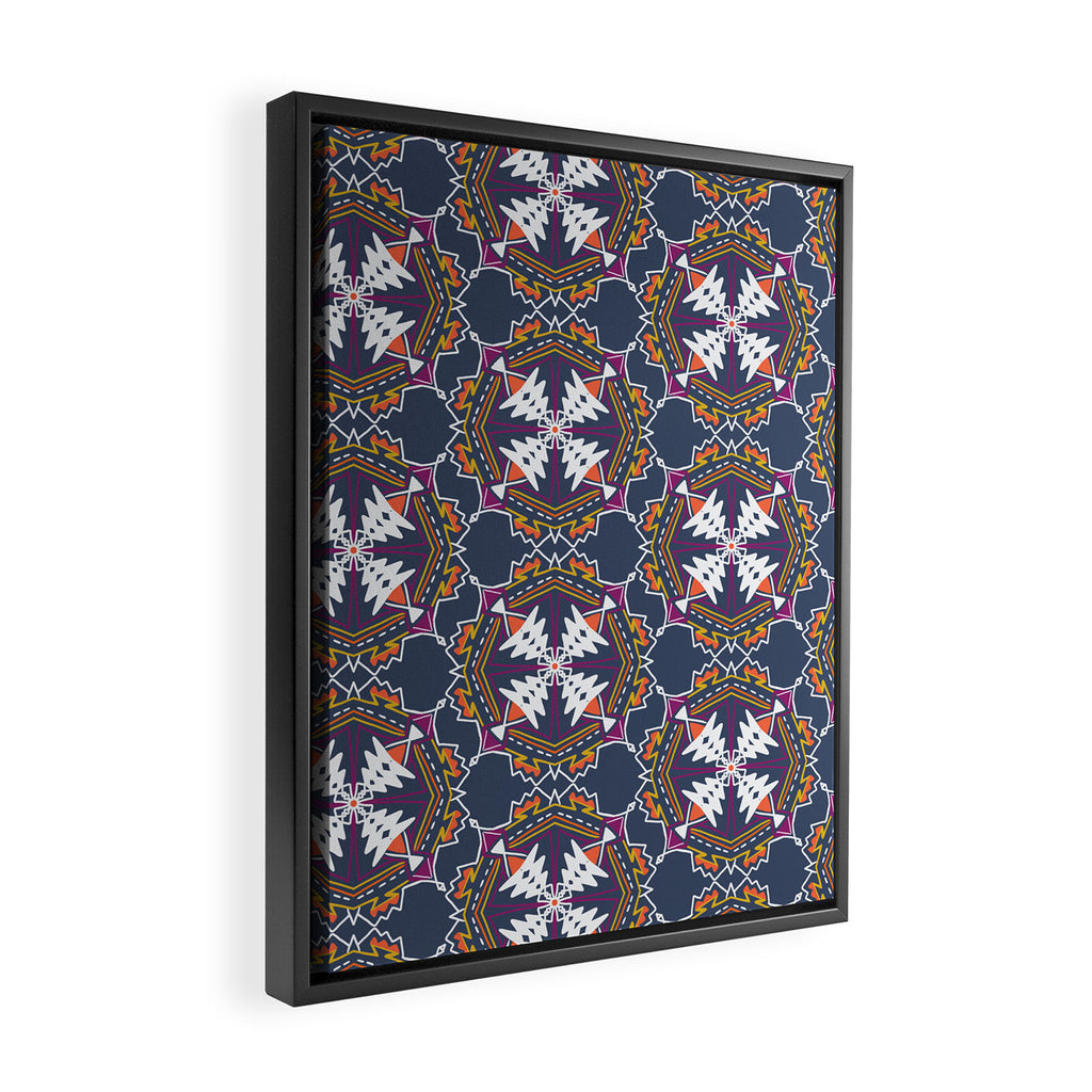apache, tribal pattern in grey Framed Canvas Print Gallery Image 2