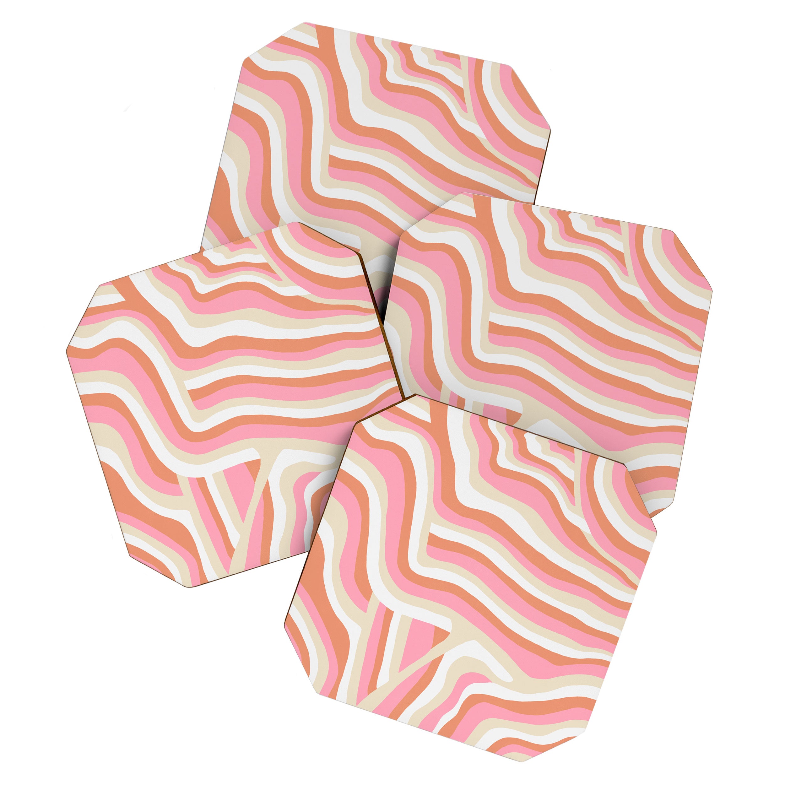 bubblegum pink zebra stripes Coaster Gallery Image 1