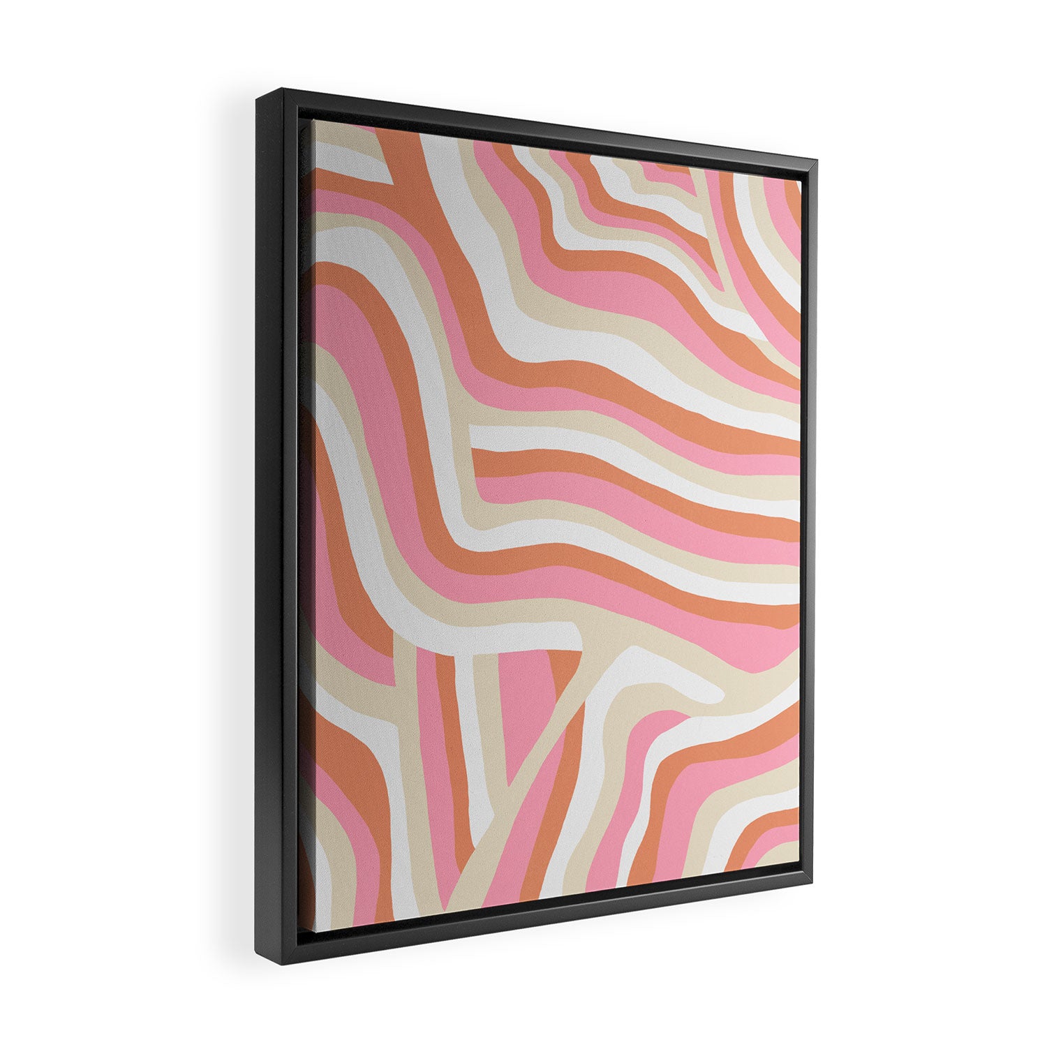 bubblegum pink zebra stripes Framed Canvas Print Gallery Image 2