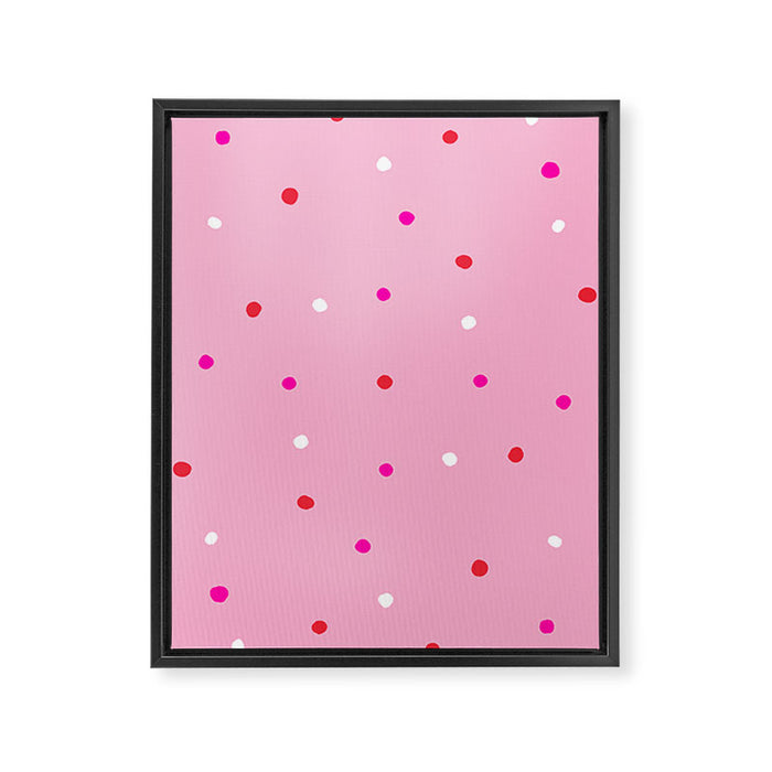 confetti dots: pink red & white Framed Canvas Print Gallery Image 1