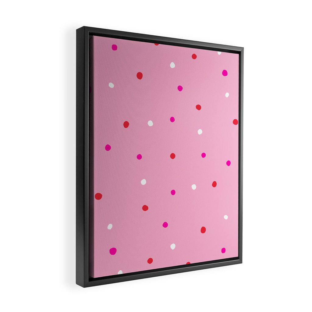 confetti dots: pink red & white Framed Canvas Print Gallery Image 2