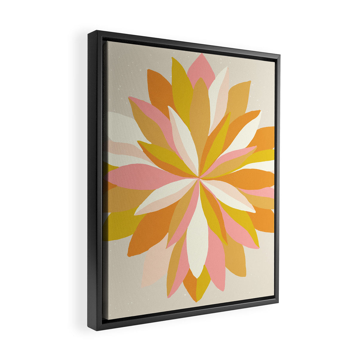 dahlia, pink & orange Framed Canvas Print Gallery Image 2