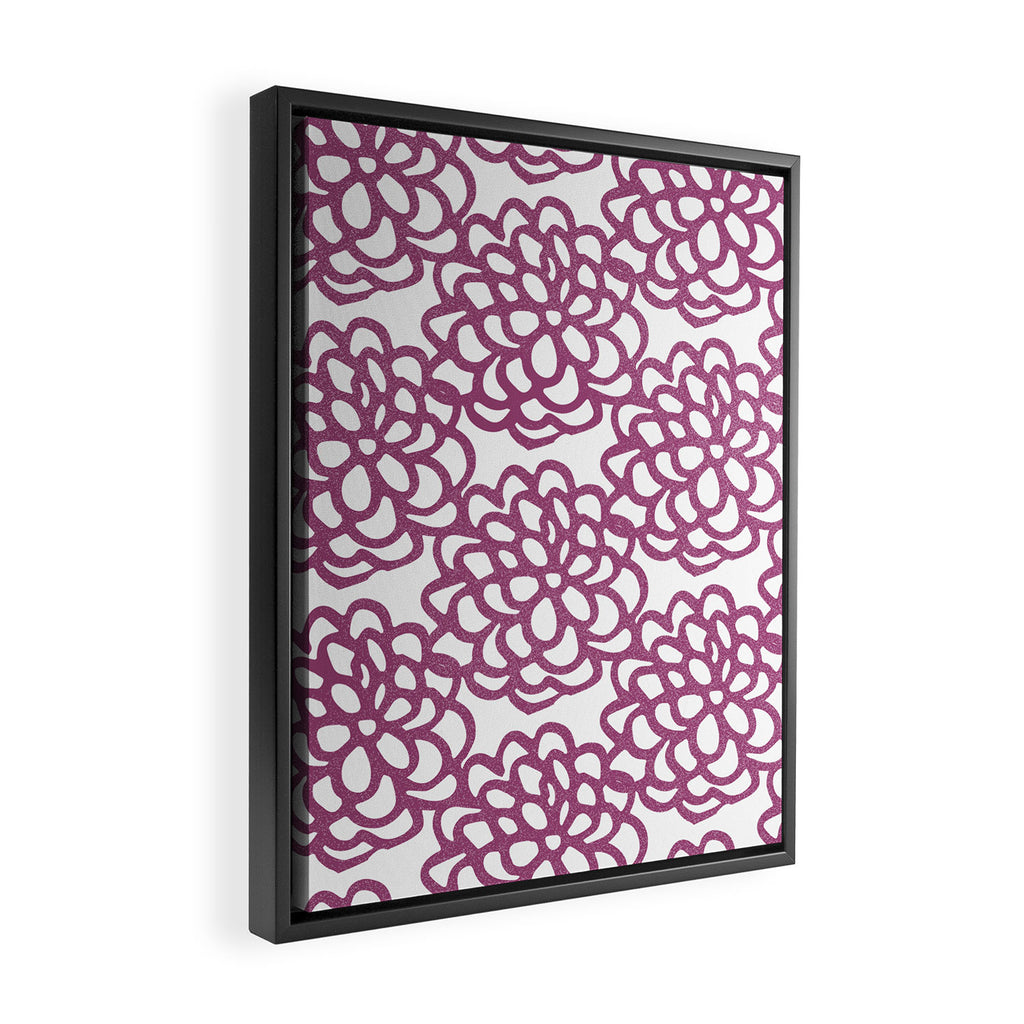 dahlia: purple floral pattern Framed Canvas Print Gallery Image 2