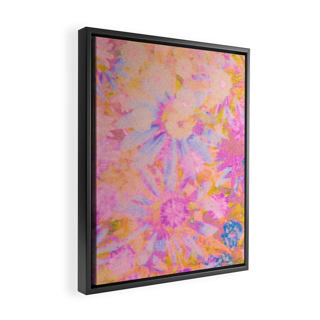 far out! pink floral tie dye Framed Canvas Print Gallery Image 2