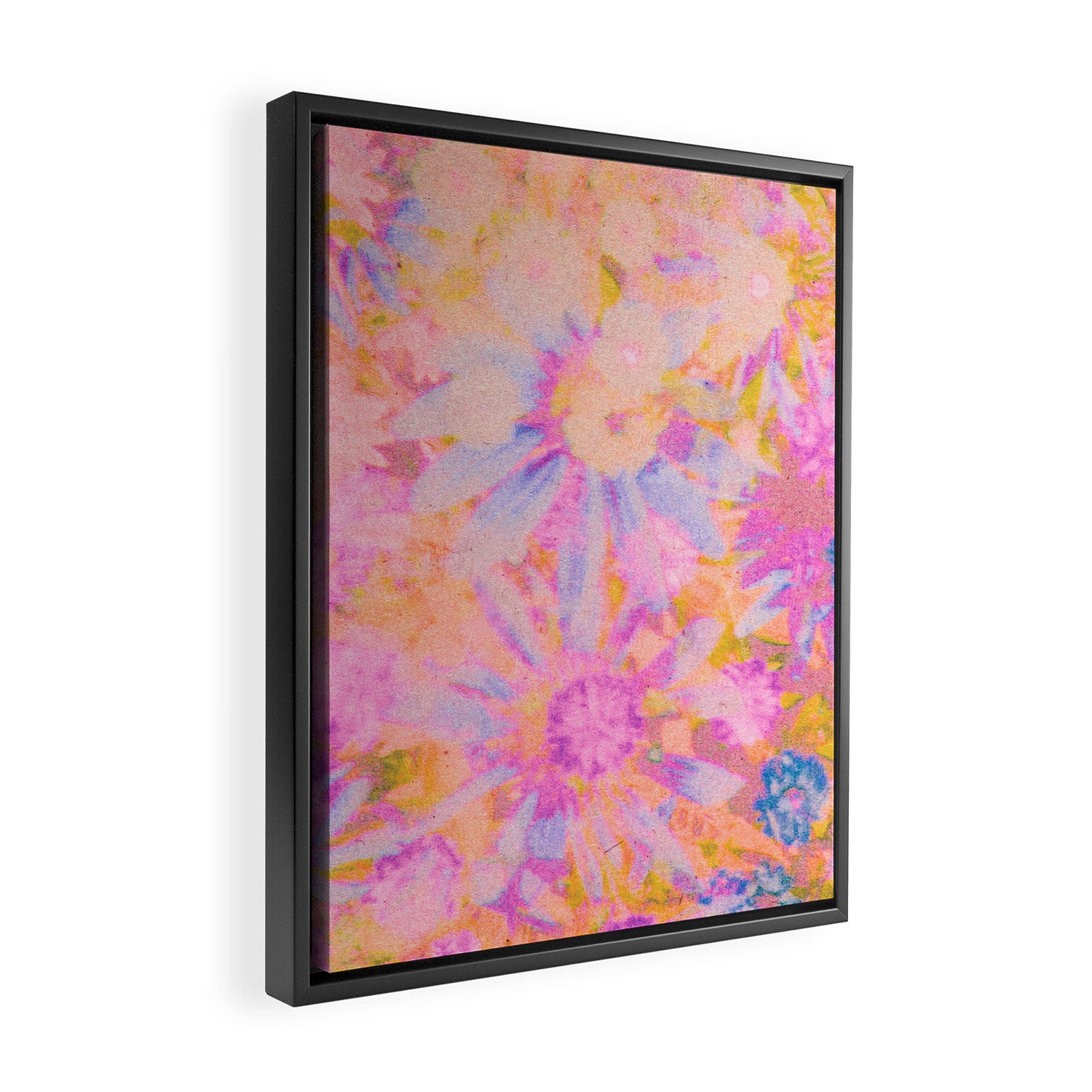 far out! pink floral tie dye Framed Canvas Print Gallery Image 2