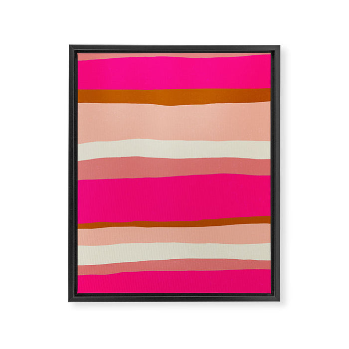 Flamingo Stripes Framed Canvas Print Gallery Image 1