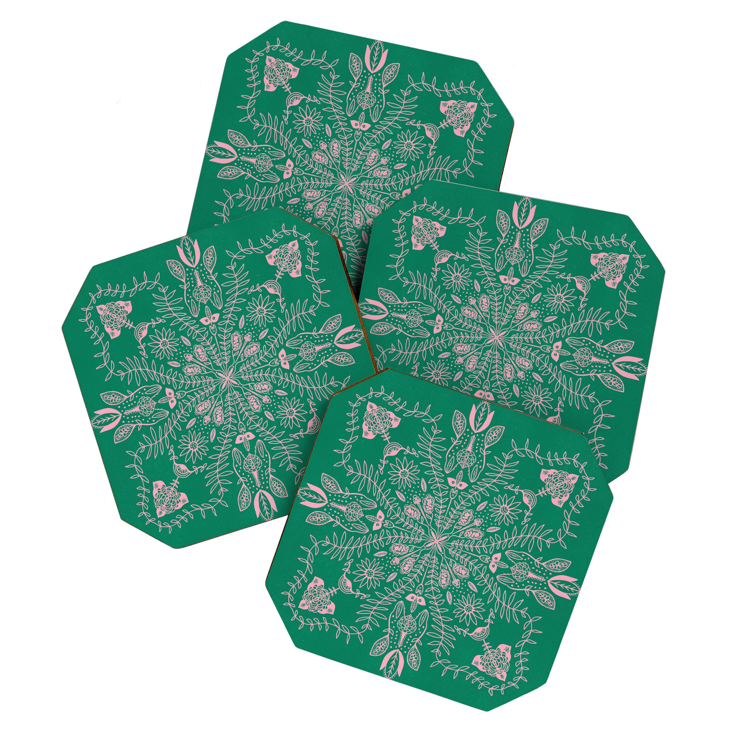 Flores, Emerald & Pink Coaster Gallery Image 1