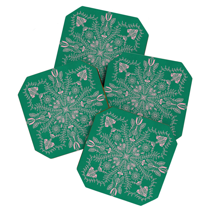 Flores, Emerald & Pink Coaster Gallery Image 1