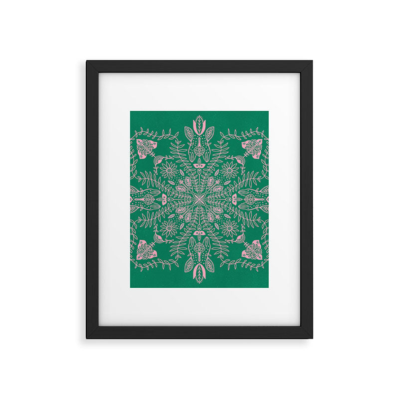 Flores, Emerald & Pink Framed Art Print Gallery Image 6