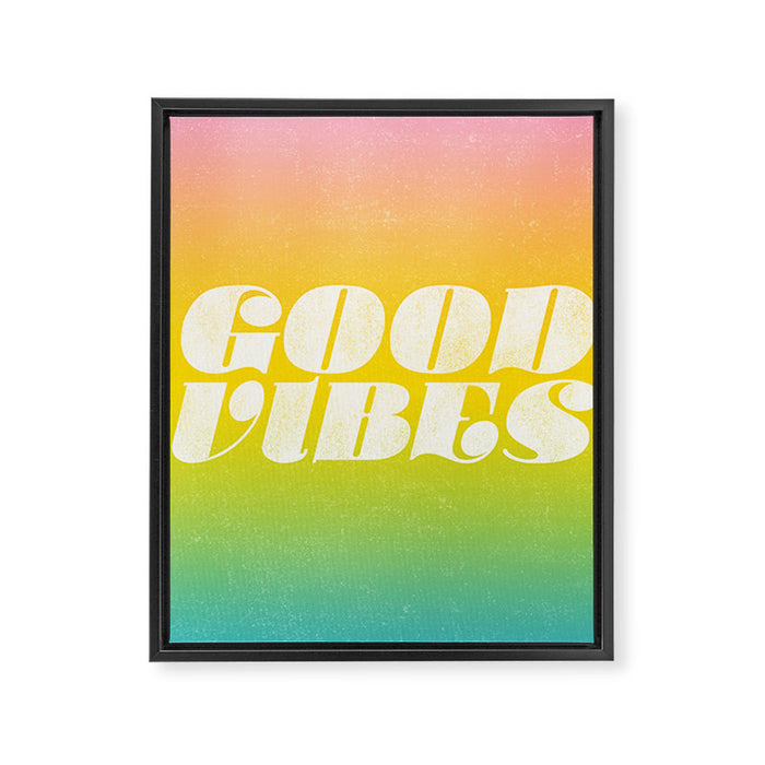 good vibes, rainbow Framed Canvas Print Gallery Image 1