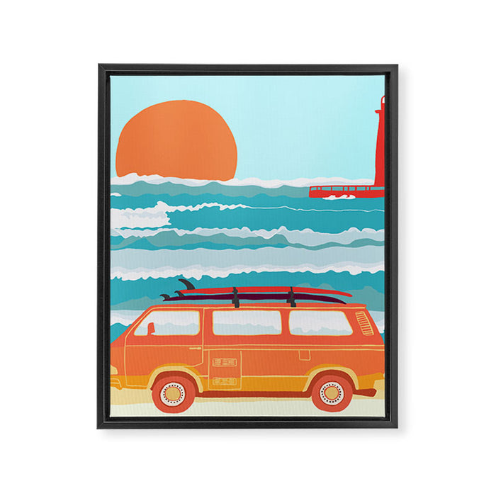 Great Lakes Surf Sunset Framed Canvas Print Gallery Image 1