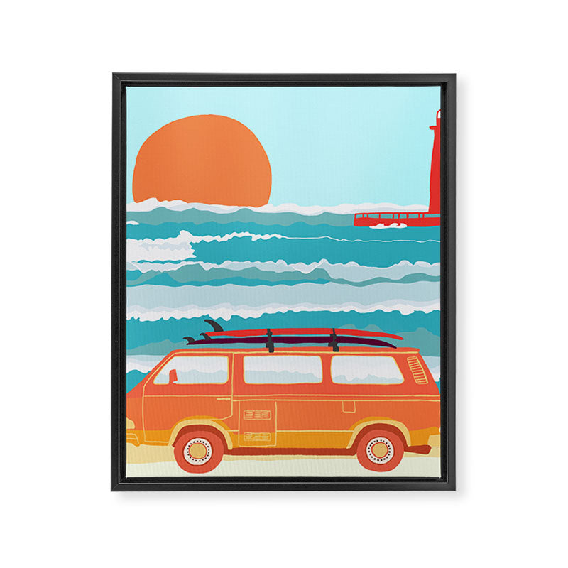 Great Lakes Surf Sunset Framed Canvas Print Gallery Image 8