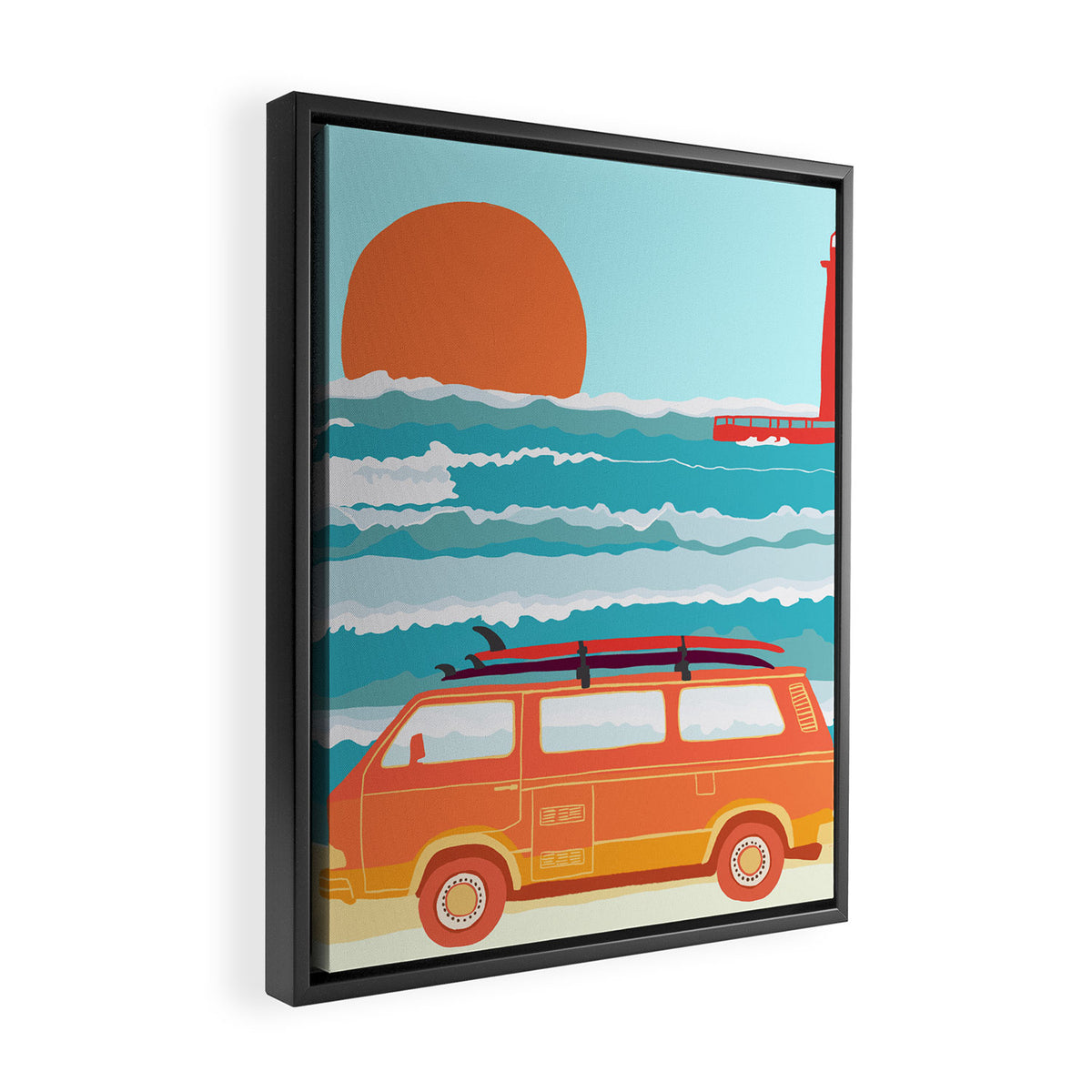 Great Lakes Surf Sunset Framed Canvas Print Gallery Image 2