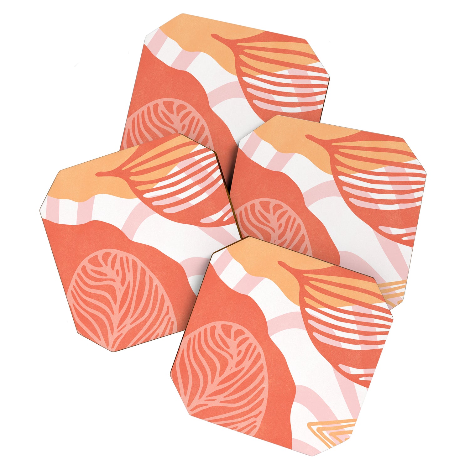 just peachy, leaf abstraction Coaster Gallery Image 1