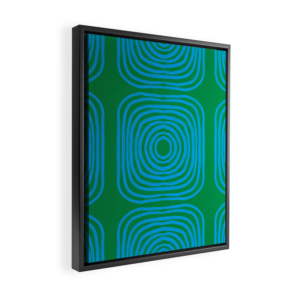 LISBOA, bright green & blue Framed Canvas Print Gallery Image 2