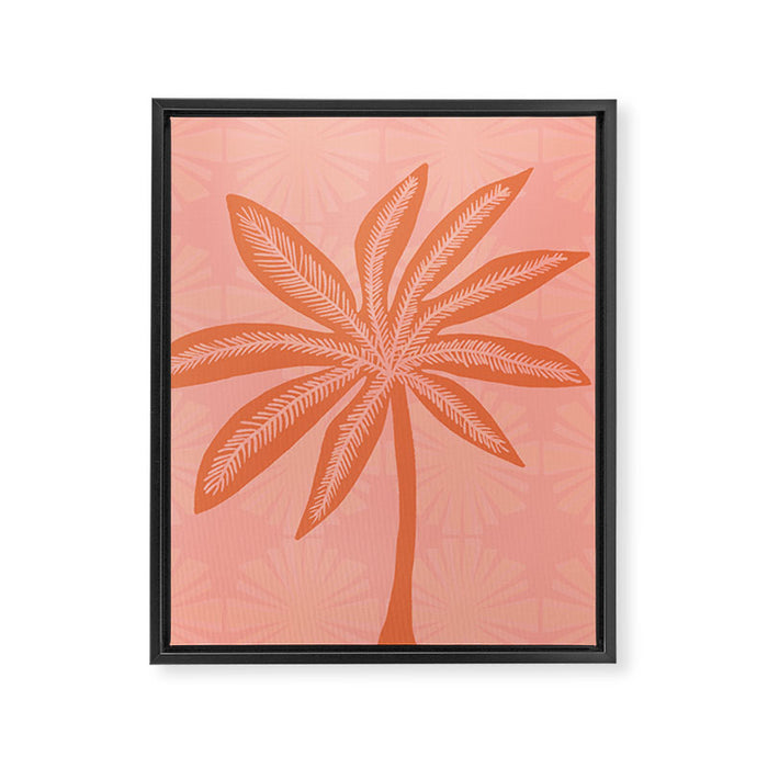 mod palms, pink Framed Canvas Print Gallery Image 1