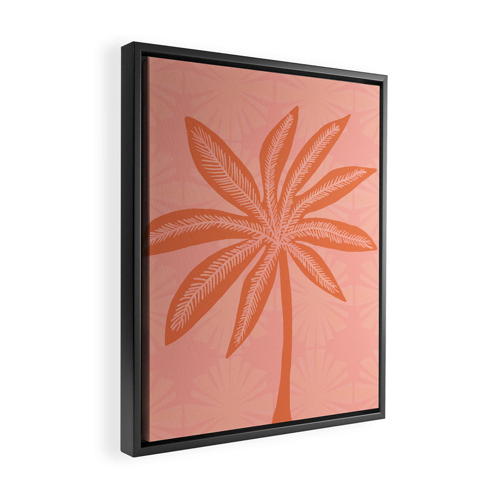 mod palms, pink Framed Canvas Print Gallery Image 2