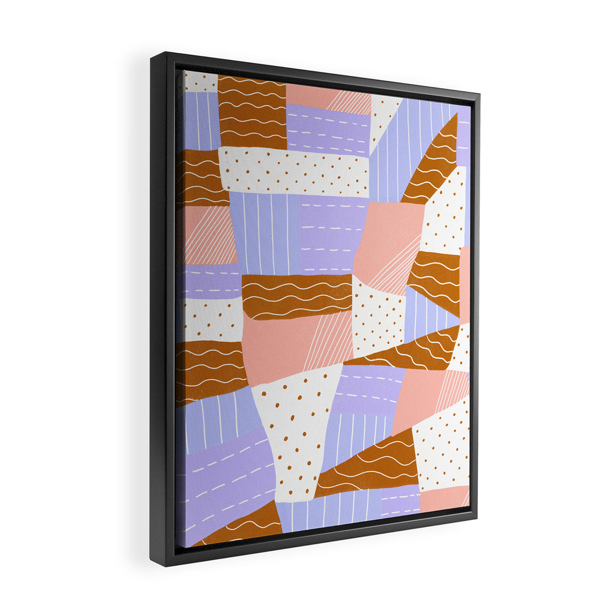 modern quilt, lilac Framed Canvas Print Gallery Image 2