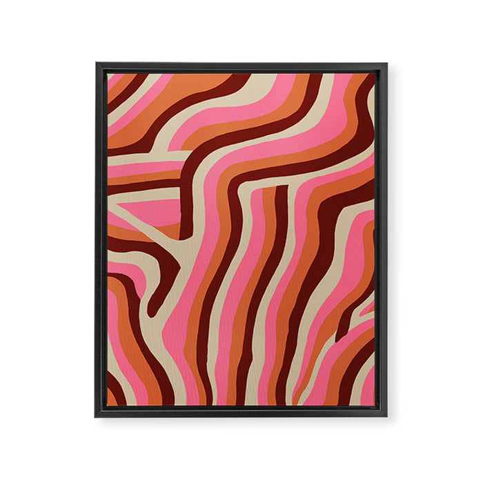 neon pink retro zebra Framed Canvas Print Gallery Image 1