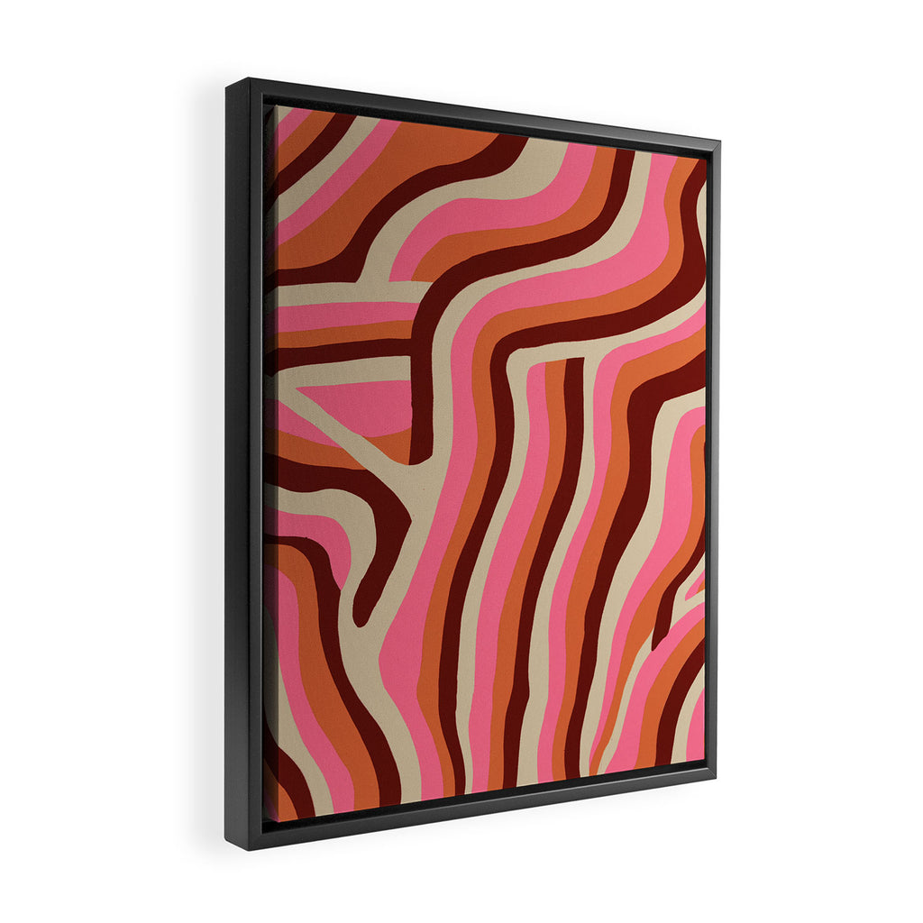 neon pink retro zebra Framed Canvas Print Gallery Image 2