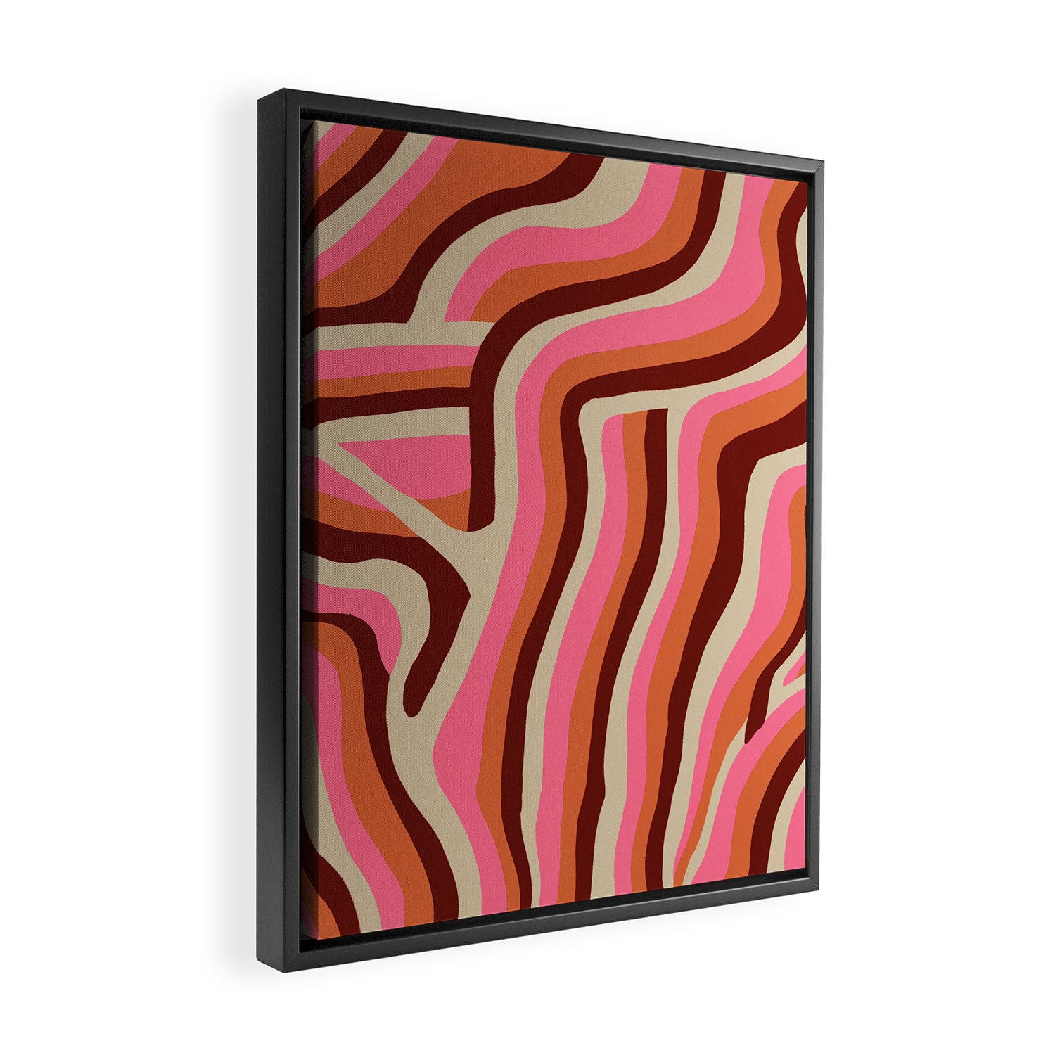 neon pink retro zebra Framed Canvas Print Gallery Image 2