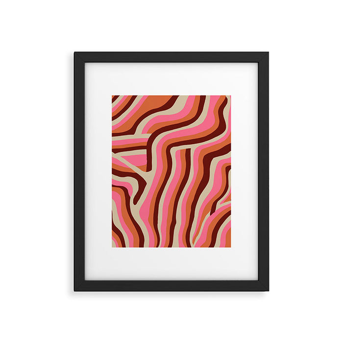 neon pink retro zebra Framed Art Print Gallery Image 1