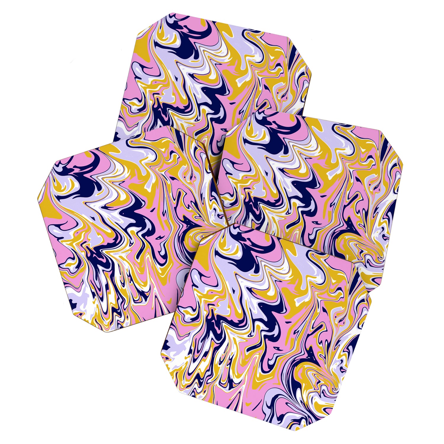 pink, navy & gold marble Coaster Gallery Image 1