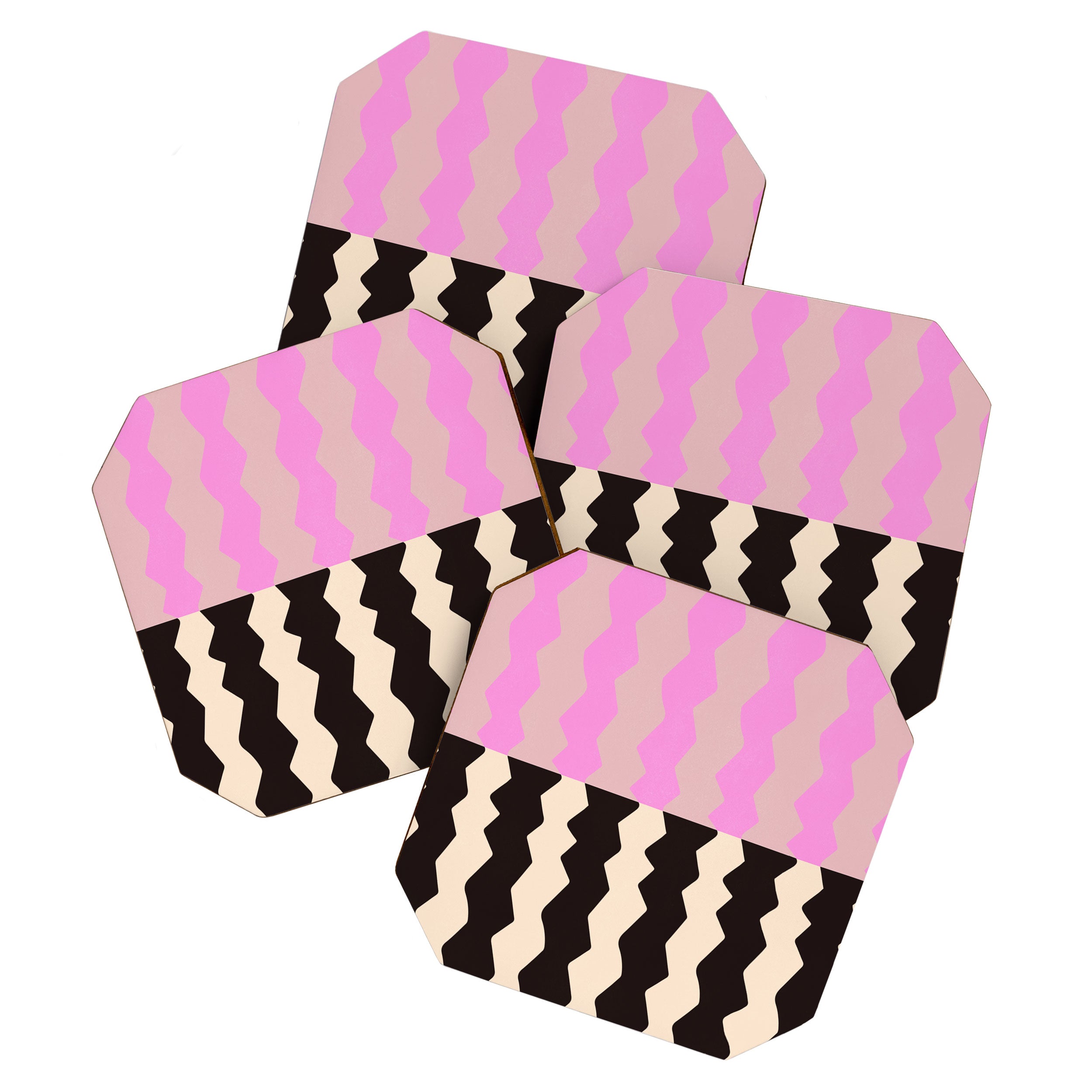 summer RHYTHMS, black & pink Coaster Gallery Image 1