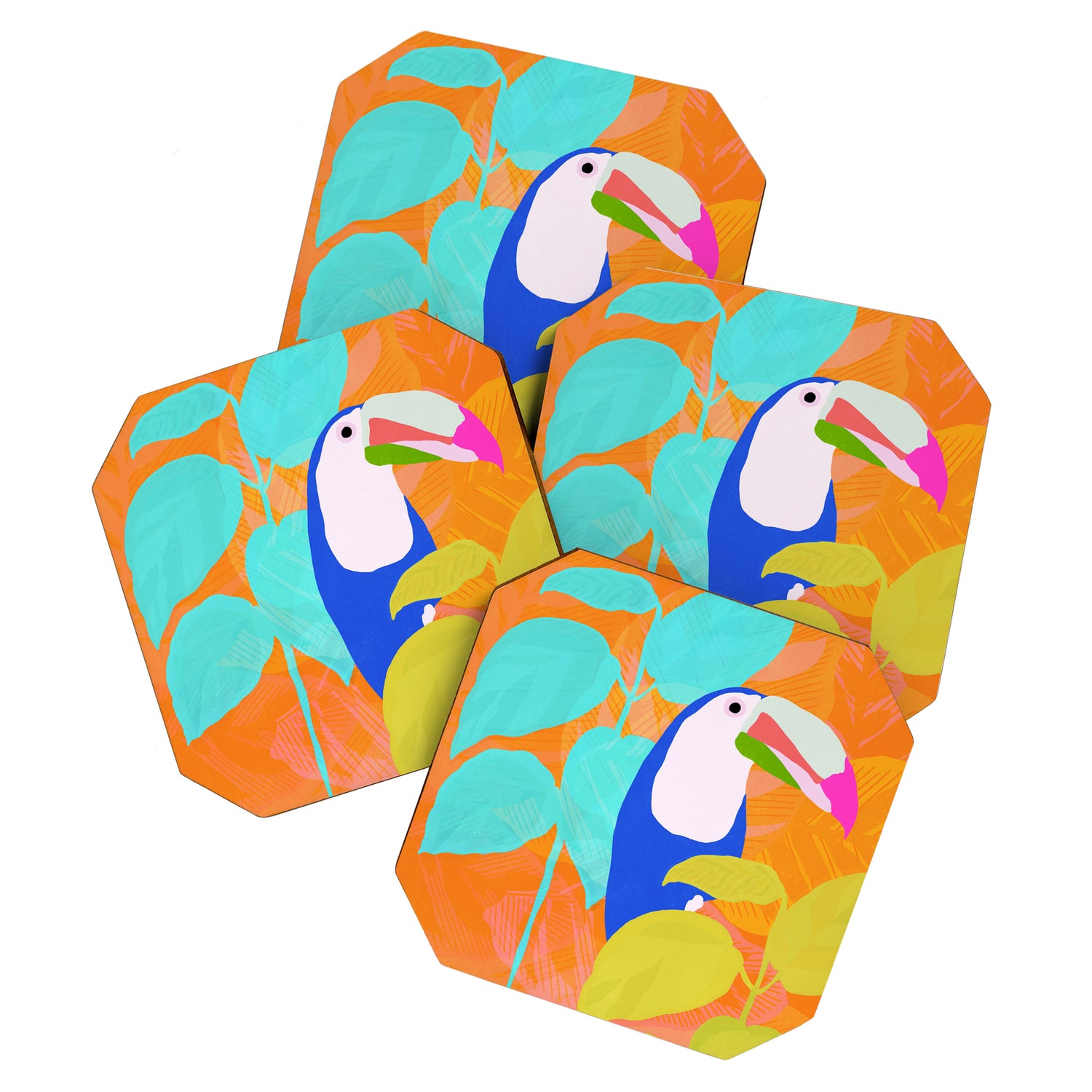 tropical toucan, orange Coaster Gallery Image 1