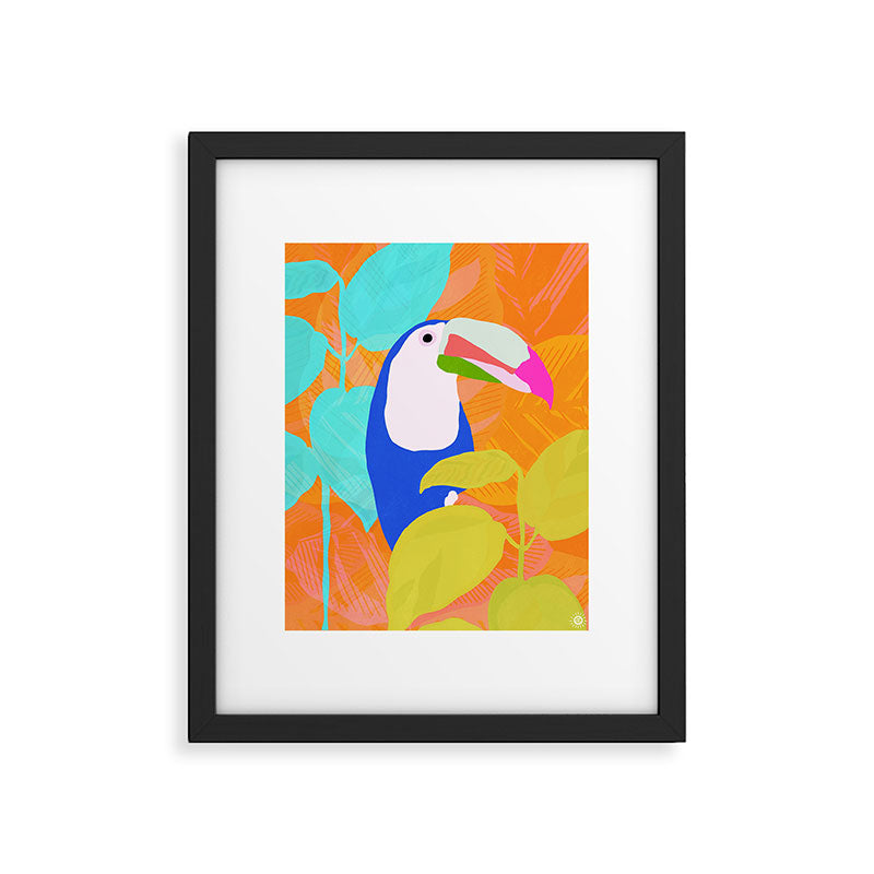 tropical toucan, orange Framed Art Print Gallery Image 6