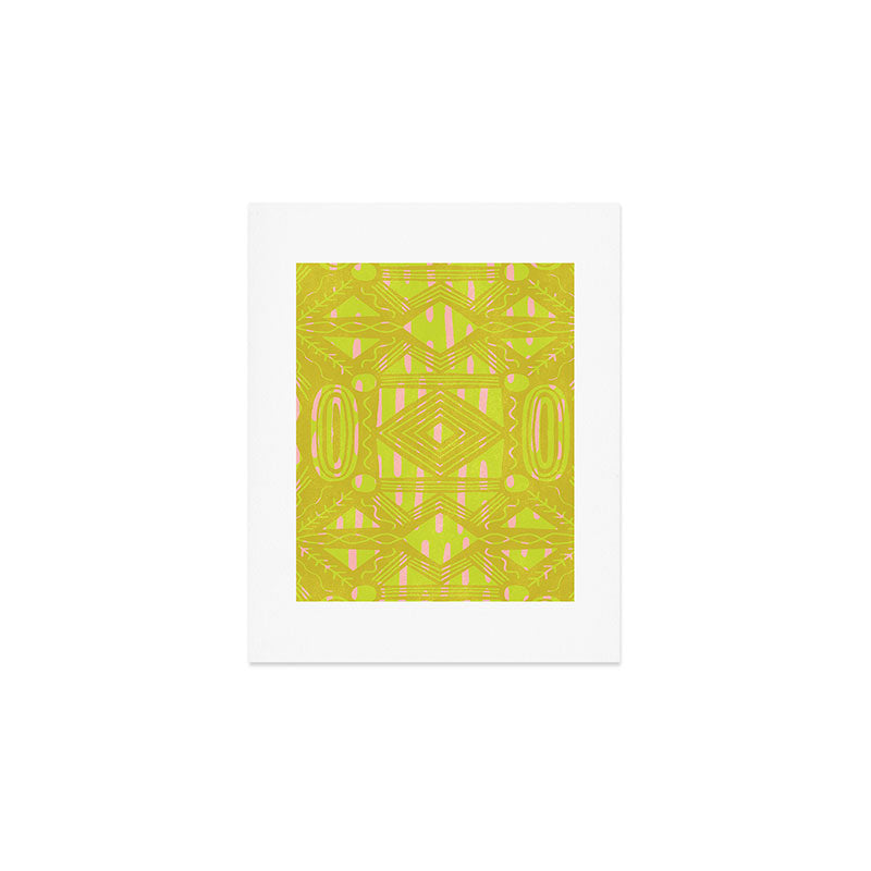 vintage kantha: chartreuse Art Print Gallery Image 1