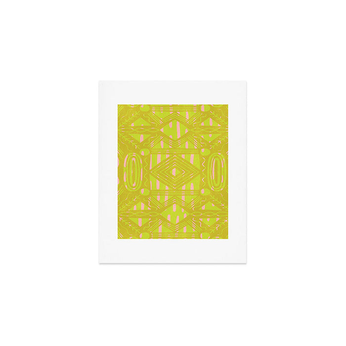 vintage kantha: chartreuse Art Print Gallery Image 1